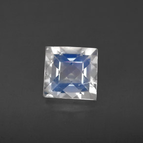 1.11 ct White Rainbow Moonstone Gemstone, Rainbow Moonstone Gem in Square Checkerboard Shape for Sale.