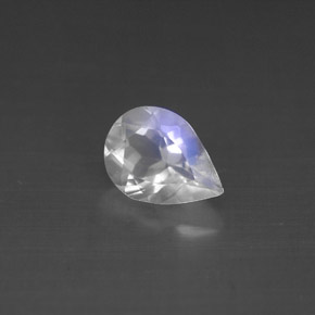 0.95 ct White Rainbow Moonstone Stone, Natural Rainbow Moonstone in Pear Facet Shape for Sale