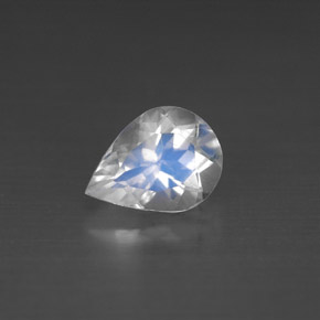 1.02 ct White Rainbow Moonstone Gemstone, Rainbow Moonstone Gem in Pear Facet Shape for Sale.