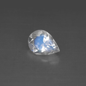 0.93 ct White Rainbow Moonstone Gemstone, Rainbow Moonstone Gem in Pear Facet Shape for Sale.