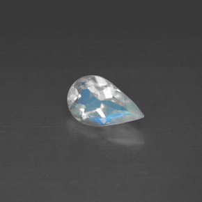 0.75 ct White Rainbow Moonstone Gemstone, Rainbow Moonstone Gem in Pear Facet Shape for Sale.