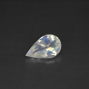 0.57 ct White Rainbow Moonstone Gemstone, Rainbow Moonstone Gem in Pear Facet Shape for Sale.