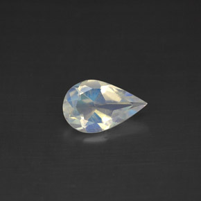 0.57 ct White Rainbow Moonstone Stone, Natural Rainbow Moonstone in Pear Facet Shape for Sale
