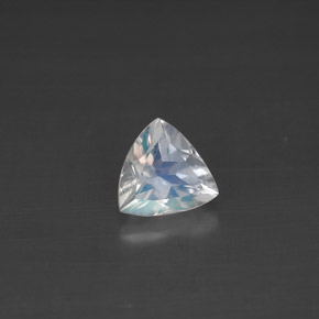 0.57 ct White Rainbow Moonstone Gemstone, Rainbow Moonstone Gem in Trillion Facet Shape for Sale.