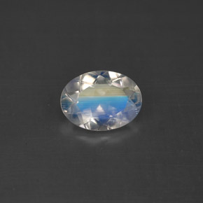 0.88 ct White Rainbow Moonstone Gemstone, Rainbow Moonstone Gem in Oval Facet Shape for Sale.