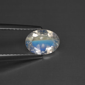 0.88 ct White Rainbow Moonstone Stone, Natural Rainbow Moonstone in Oval Facet Shape for Sale