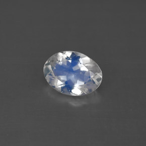 0.92 ct White Rainbow Moonstone Gemstone, Rainbow Moonstone Gem in Oval Facet Shape for Sale.