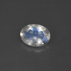 1.01 ct White Rainbow Moonstone Gemstone, Rainbow Moonstone Gem in Oval Facet Shape for Sale.