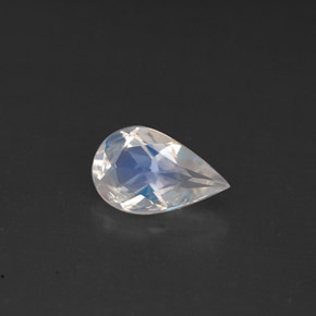 0.66 ct White Rainbow Moonstone Gemstone, Rainbow Moonstone Gem in Pear Facet Shape for Sale.