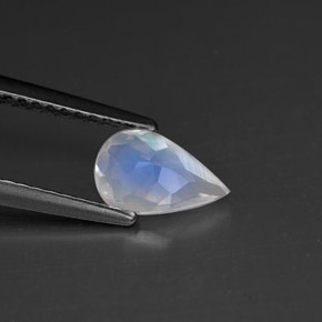 Rainbow Moonstone Gemstone in 8 x 5.1 mm Size for Sale, Rainbow Moonstone Stone in Blue White Color