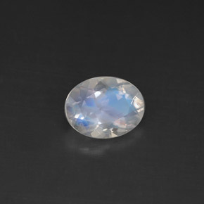 0.92 ct White Rainbow Moonstone Gemstone, Rainbow Moonstone Gem in Oval Facet Shape for Sale.