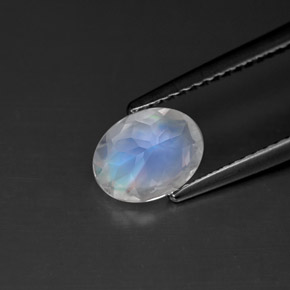 Rainbow Moonstone Gemstone in 7.6 x 5.9 mm Size for Sale, Rainbow Moonstone Stone in Blue White Color