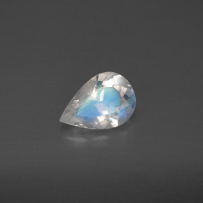 0.50 ct White Rainbow Moonstone Gemstone, Rainbow Moonstone Gem in Pear Facet Shape for Sale.