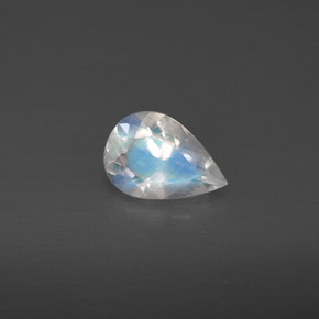 0.50 ct White Rainbow Moonstone Stone, Natural Rainbow Moonstone in Pear Facet Shape for Sale