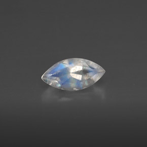 0.55 ct White Rainbow Moonstone Gemstone, Rainbow Moonstone Gem in Marquise Facet Shape for Sale.