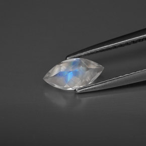 Rainbow Moonstone Gemstone in 8 x 4 mm (calibrated) Size for Sale, Rainbow Moonstone Stone in Blue White Color