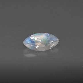 0.56 ct White Rainbow Moonstone Gemstone, Rainbow Moonstone Gem in Marquise Facet Shape for Sale.
