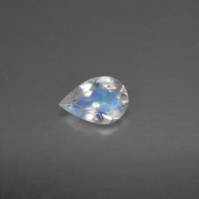 0.50 ct White Rainbow Moonstone Gemstone, Rainbow Moonstone Gem in Pear Facet Shape for Sale.