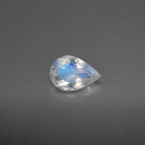 0.50 ct White Rainbow Moonstone Stone, Natural Rainbow Moonstone in Pear Facet Shape for Sale