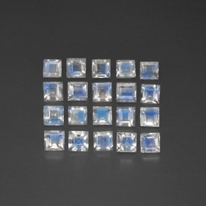 3.39 ct White Rainbow Moonstone Gemstone, Rainbow Moonstone Gem in Square Facet Shape for Sale.