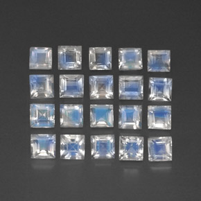 3.39 ct White Rainbow Moonstone Stone, Natural Rainbow Moonstone in Square Facet Shape for Sale