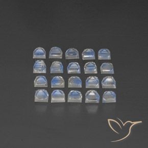 Rainbow Moonstone Gemstones in 3 x 3 mm (calibrated) Size for Sale, Rainbow Moonstone Stones in Bluish White Color