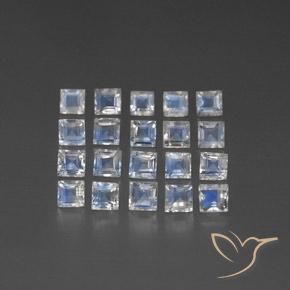 3.27 ct Square Cut Rainbow Moonstone, 3 x 3 mm From India, Photo A