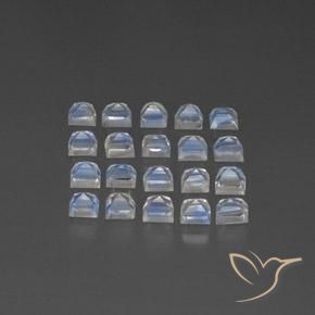 Rainbow Moonstone Gemstones in 3 x 3 mm (calibrated) Size for Sale, Rainbow Moonstone Stones in Bluish White Color