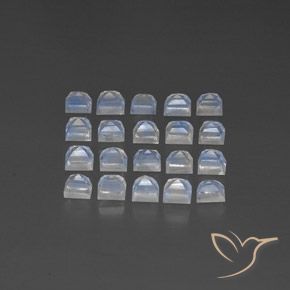 Rainbow Moonstone Gemstones in 3 x 3 mm (calibrated) Size for Sale, Rainbow Moonstone Stones in Bluish White Color