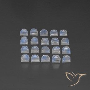 Rainbow Moonstone Gemstones in 3 x 3 mm (calibrated) Size for Sale, Rainbow Moonstone Stones in Bluish White Color