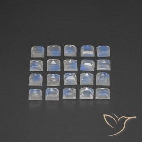 Rainbow Moonstone Gemstones in 3 x 3 mm (calibrated) Size for Sale, Rainbow Moonstone Stones in Bluish White Color