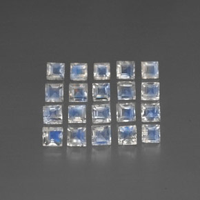 Bluish White Rainbow Moonstone Gem - 0.2ct Square Facet (ID: 297890)