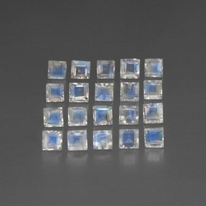 3.51 ct White Rainbow Moonstone Gemstone, Rainbow Moonstone Gem in Square Facet Shape for Sale.