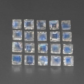 3.51 ct White Rainbow Moonstone Stone, Natural Rainbow Moonstone in Square Facet Shape for Sale