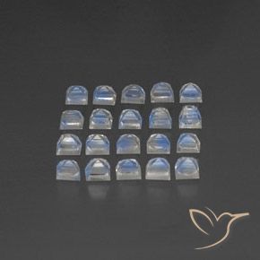 Rainbow Moonstone Gemstones in 3 x 3 mm (calibrated) Size for Sale, Rainbow Moonstone Stones in Bluish White Color