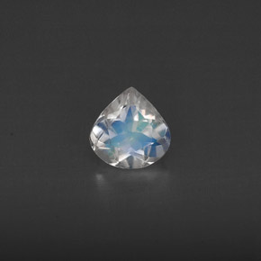 0.32 ct White Rainbow Moonstone Gemstone, Rainbow Moonstone Gem in Pear Facet Shape for Sale.