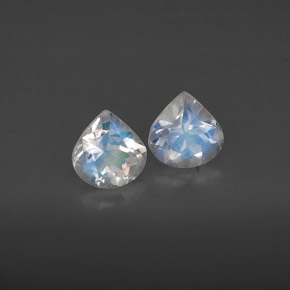 0.82 ct White Rainbow Moonstone Gemstone, Rainbow Moonstone Gem in Pear Facet Shape for Sale.