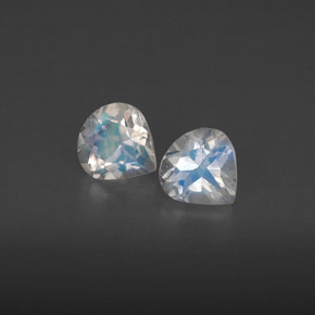 0.82 ct White Rainbow Moonstone Stone, Natural Rainbow Moonstone in Pear Facet Shape for Sale