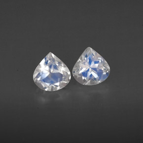 0.88 ct White Rainbow Moonstone Stone, Natural Rainbow Moonstone in Pear Facet Shape for Sale