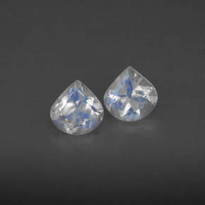 0.80 ct White Rainbow Moonstone Stone, Natural Rainbow Moonstone in Pear Facet Shape for Sale