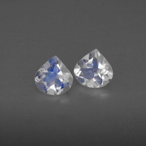 0.76 ct White Rainbow Moonstone Stone, Natural Rainbow Moonstone in Pear Facet Shape for Sale