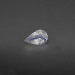0.36 ct White Rainbow Moonstone Gemstone, Rainbow Moonstone Gem in Pear Facet Shape for Sale.