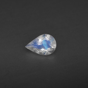 0.30 ct White Rainbow Moonstone Gemstone, Rainbow Moonstone Gem in Pear Facet Shape for Sale.
