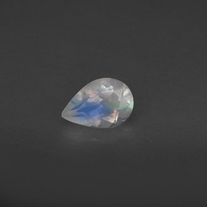 0.37 ct White Rainbow Moonstone Gemstone, Rainbow Moonstone Gem in Pear Facet Shape for Sale.