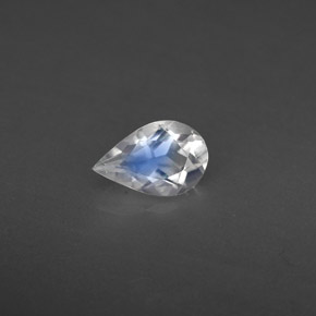 0.34 ct White Rainbow Moonstone Gemstone, Rainbow Moonstone Gem in Pear Facet Shape for Sale.