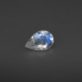 0.35 ct White Rainbow Moonstone Gemstone, Rainbow Moonstone Gem in Pear Facet Shape for Sale.