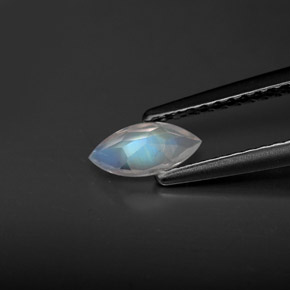 Rainbow Moonstone Gemstone in 7 x 3.5 mm (calibrated) Size for Sale, Rainbow Moonstone Stone in White Blue Color