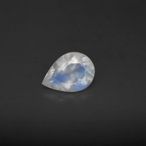 0.52 ct Blue Rainbow Moonstone Gemstone, Rainbow Moonstone Gem in Pear Facet Shape for Sale.