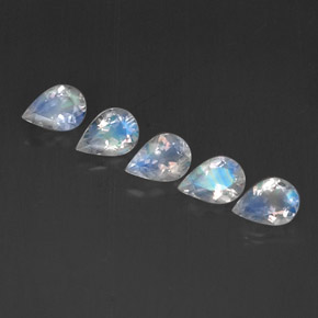 2.60 ct White Rainbow Moonstone Gemstone, Rainbow Moonstone Gem in Pear Facet Shape for Sale.
