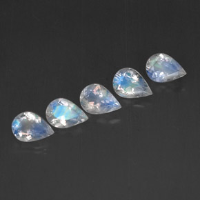 2.60 ct White Rainbow Moonstone Stone, Natural Rainbow Moonstone in Pear Facet Shape for Sale